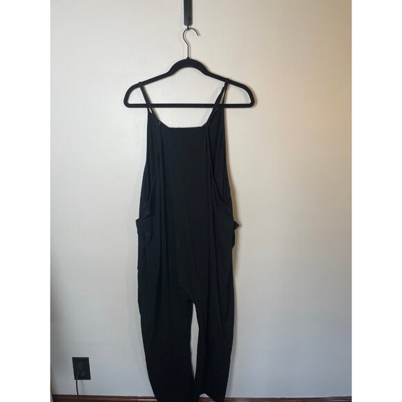 DEEP SELF Jumpsuit Overalls Romper Black Loose Casual Adjustable Harem Size L - Picture 7 of 7